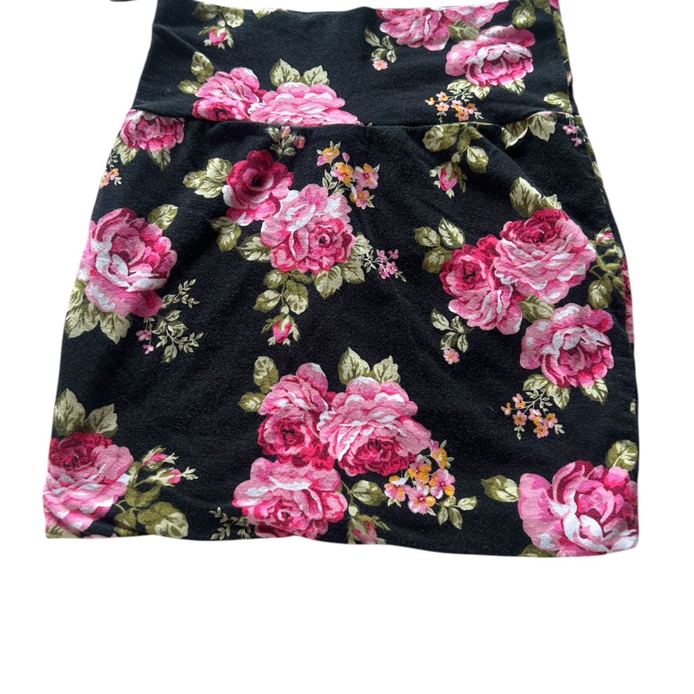 Floral Black and Pink Skirt